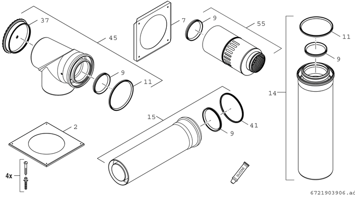 Bosch / Junkers Abgaszubehör FC-Set110-C13x Grundbausatz C13x, d:110 / 160 mm Bild 3