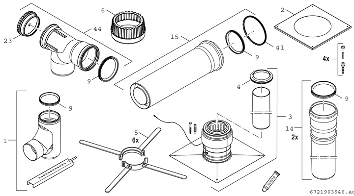 Bosch / Junkers Abgaszubehör FC-Set110-B53 Grundbausatz B53, d:110 mm oben, Farbe silberfarben Bild 3
