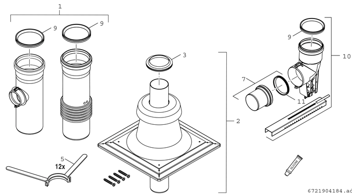 Bosch / Junkers Abgaszubehör FC-Set80-C(14)3x Grundbausatz C(14)3x, starr, d:80 mm Bild 3