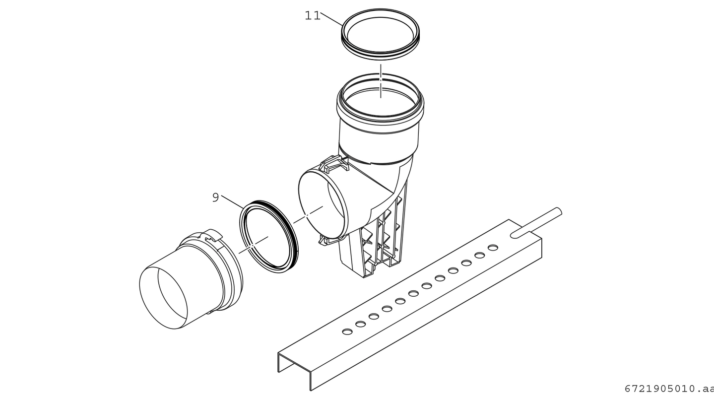 Bosch / Junkers Abgasbogen 80 mm, 87 Grad, mit Auflageschiene Bild 1