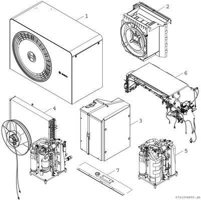 Bosch / Junkers Monoblock-Ausseneinheit AW 4 OR-S Baureihe CS5800 / 6800i AW, 3,9 kW, 800 x 1100 x 540 mm Bild 3