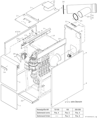 Bosch / Junkers Unterkomponente Kessel GC 7000 F Condens 7000 F - 100 H (rechts) Bild 5