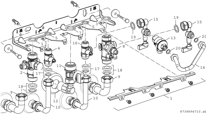Bosch / Junkers Montageanschlussplatte Nr. 1661, für Kombigeraete, Unterputz Bild 3