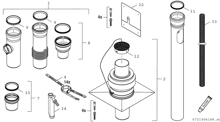 Bosch / Junkers Abgaszubehör FC-Set200-C(14)3x Grundbausatz C(14)3x, d:200 mm Bild 3