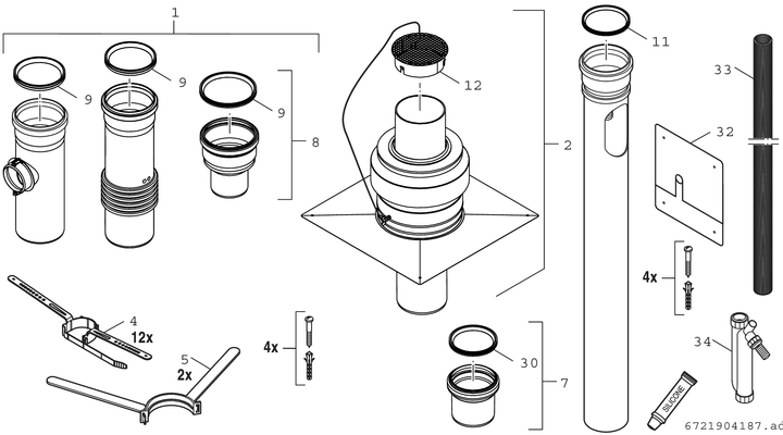 Bosch / Junkers Abgaszubehör FC-Set125-C(14)3x Grundbausatz C(14)3x, d:125 mm Bild 3