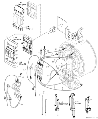 Bosch / Junkers Gas-Brennwertkessel, bodenstehend, Condens GC8000iF-15, 15 kW, 1009 x 600 x 630 mm, Farbe weiß Bild 8