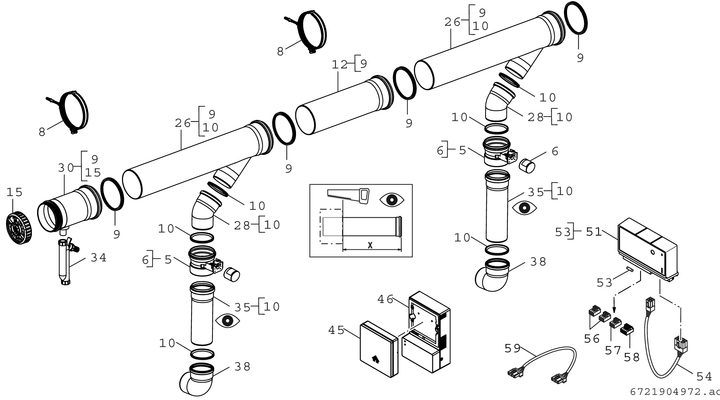 Bosch / Junkers Abgaszubehör FC-CS104 / DN 125 Set Abgaskaskade, mit CO-Sensor und UX15, DN 110 Bild 3