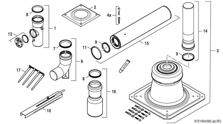 Bosch / Junkers Abgaszubehör FC-Set60-B53 (hinten) Grundbausatz B53, d:60 Bild 3