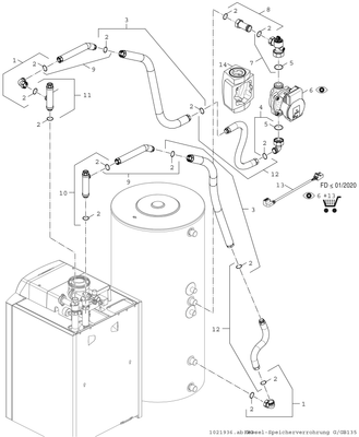 Bosch / Junkers Zub. Warmwasserspeicher BCC 13-HE Heizkessel-Speicher-Verbindung SuprapurO Bild 2