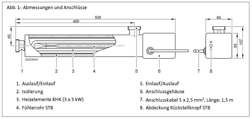 Brötje Elektro Heizwasser- Durchlauferhitzer EH WP9, 543 mm Bild 3