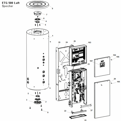 Brötje Speicherkörper ETG Luft SK ETG L, für ETG Luft, 2064 mm Bild 2