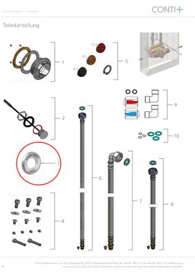 Conti Rosette Piezo-Taster D 48 mm, Messing, Farbe silberfarben Bild 3