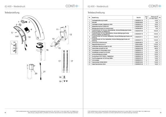Conti + iQ elektr. IR WT-Armatur Batt. mit Misch. druckl. chrom mit Ablaufgarnitur. C+ A30, Farbe chrom Bild 2