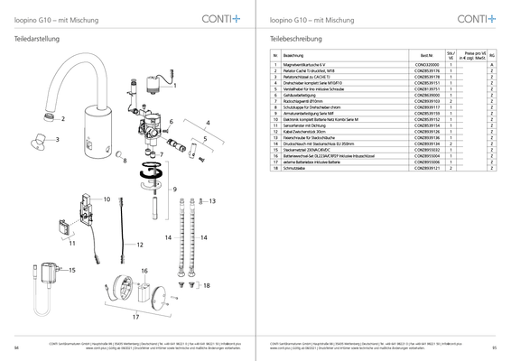 Conti + loopino el. IR WT-Armatur Batt. mit Misch. chrom ohne Ablaufgarnitur. G10, Farbe chrom Bild 2