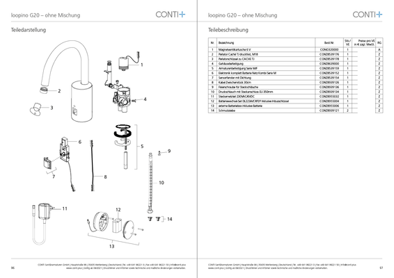 Conti + loopino el. IR WT-Armatur Batt. ohne Misch. chrom ohne Ablaufgarnitur. G20, Farbe chrom Bild 2