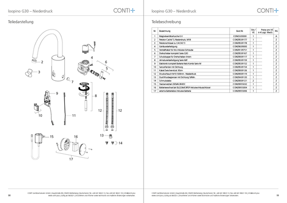 Conti + loopino el. IR WT-Armatur Batt. mit Misch. druckl. chrom ohne Ablaufgarnitur. G30, Farbe chrom Bild 2