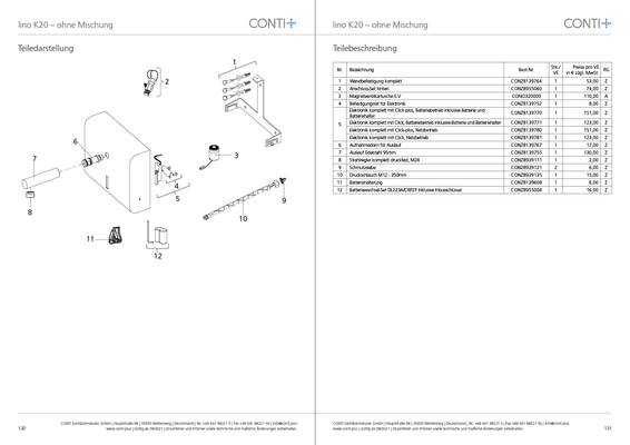 Conti + lino elektr. IR Wandarm. AP Batt. ohne Misch. Edelstahl Ausladung 172 mm K20, Farbe silber Bild 2