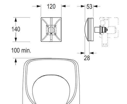 Conti Urinalarmatur U55, elektronisch, berührungslos, mattchromom /, 140 x 120 x 53 mm, Farbe weiß Bild 4