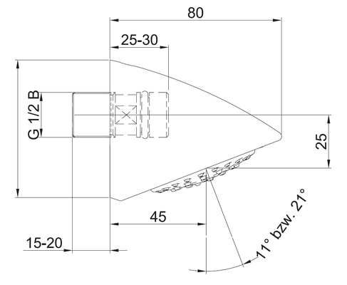 Conti Brausekopf Shorty DN 15, für Wandmontage, verchromt, 66 x 66 x 80 x 45 mm, Farbe chrom Bild 5