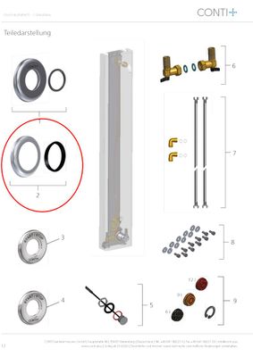 Conti + Set Rosette Thermostatgriff, mit Abweisring Bild 2