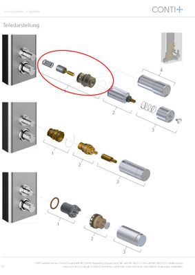 Conti Kolbenkopfstück Ölhydraulik, mit Feder, Spindel, Aufnahme und Seegerring Bild 2
