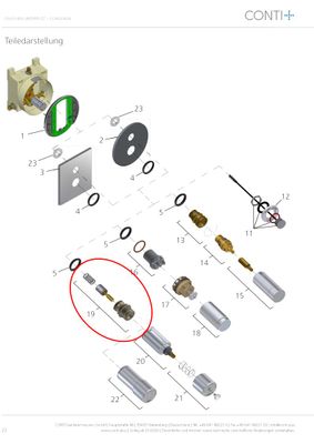 Conti Kolbenkopfstück Ölhydraulik, mit Feder, Spindel, Aufnahme und Seegerring Bild 3