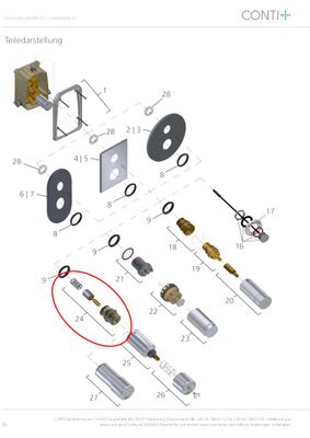 Conti Kolbenkopfstück Ölhydraulik, mit Feder, Spindel, Aufnahme und Seegerring Bild 4