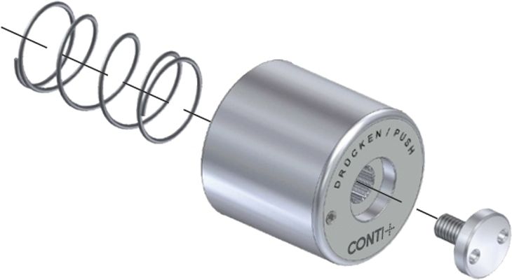 Conti Ölhydraulik Druckknopf, mit Feder, Kapper und Schraube M6 x 15 Bild 6