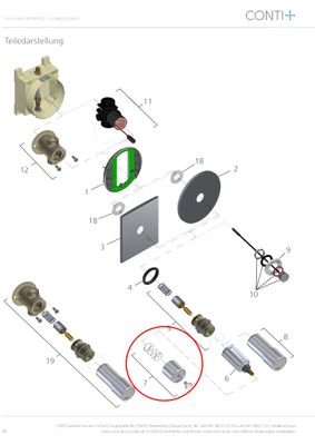 Conti Ölhydraulik Druckknopf, mit Feder, Kapper und Schraube M6 x 15 Bild 5