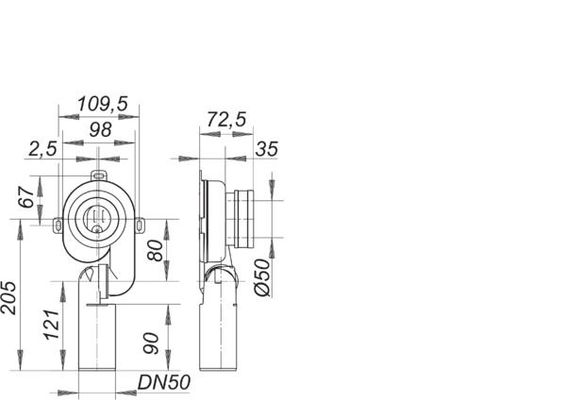 Dallmer Urinal-Absaugsiphon HL 430 Abgang 0-90 Grad verstellbar, DN 50, Farbe weiß Bild 2