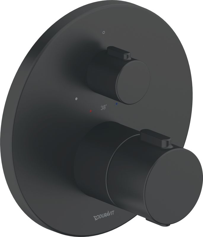 P&M Fertigset Unterputz-Thermostat, rund 1 Verbraucher, 170 x 170 mm, Farbe schwarz Bild 1