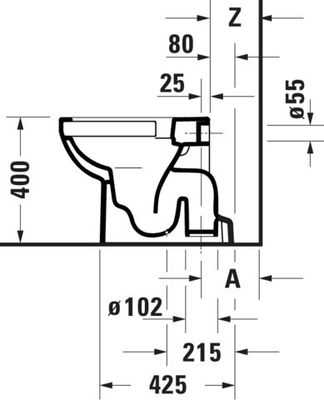 Duravit Stand WC Duravit No.1 aus Sanitärkeramik 560x370x400mm, Tiefspüler, Spülrand spülrandlos, Abgang senkrecht, Bodenstehend Bild 13