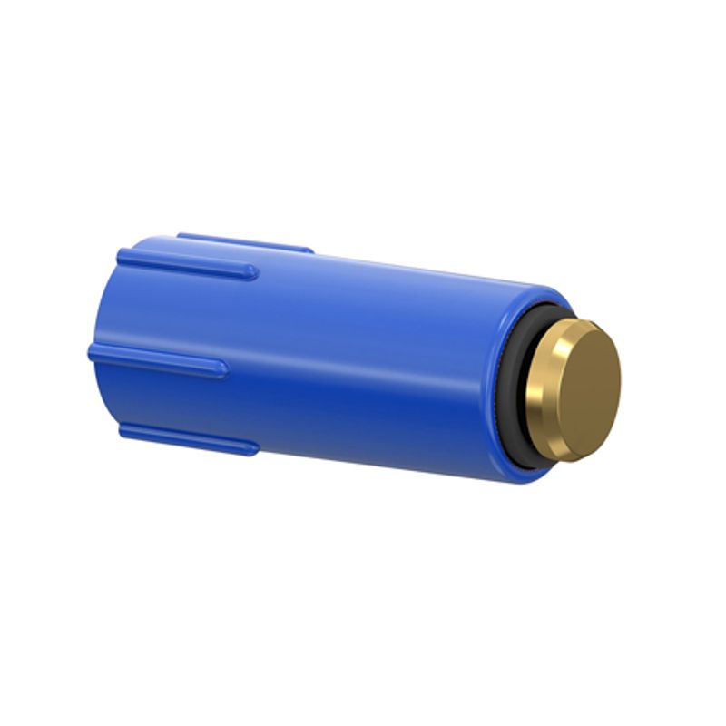 WBV Baustopfen, mit Messing-Gewinde 1/2", mit Dichtung, 77 mm, Farbe blau Bild 1
