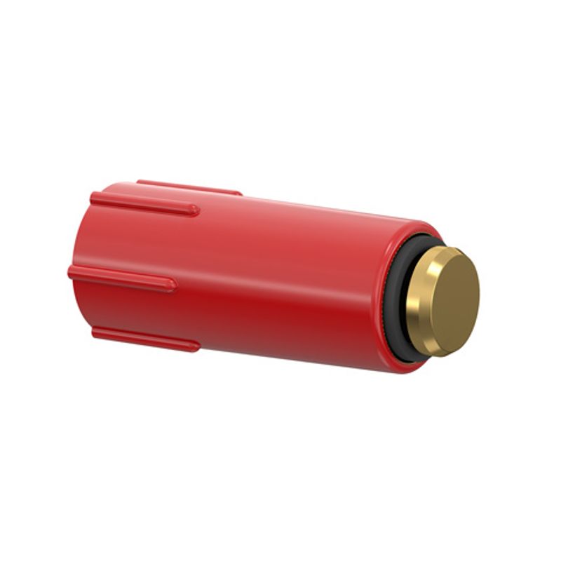 WBV Baustopfen, mit Messing-Gewinde 1/2", mit Dichtung, 77 mm, Farbe rot Bild 1
