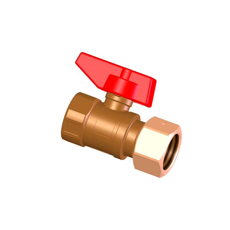 Aalberts Flamco Kugelhahn 3/4" - IG x Üwm 3/4" - IG, Rot, Ms, Dvgw, Wras, Farbe silberfarben Bild 1