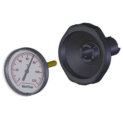 Aalberts Flamco Griff, mit Thermometer, Farbe blau Bild 2