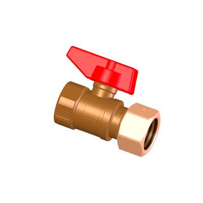 Aalberts Flamco Kugelhahn 3/4" - IG x Üwm 3/4" - IG, Rot, Ms, Dvgw, Wras, Farbe silberfarben Bild 2
