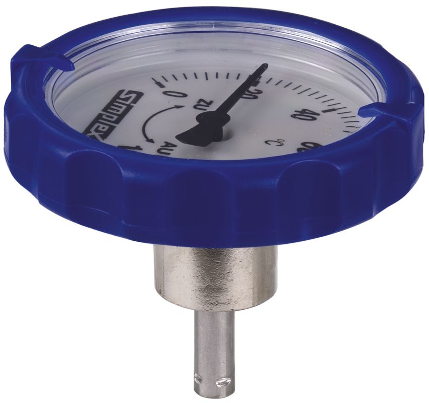 Aalberts Flamco Thermometergriff, mit Kunststoffgriff, -50, mit Thermometer Durchmesser: 63 mm, DN 20, Farbe blau Bild 1