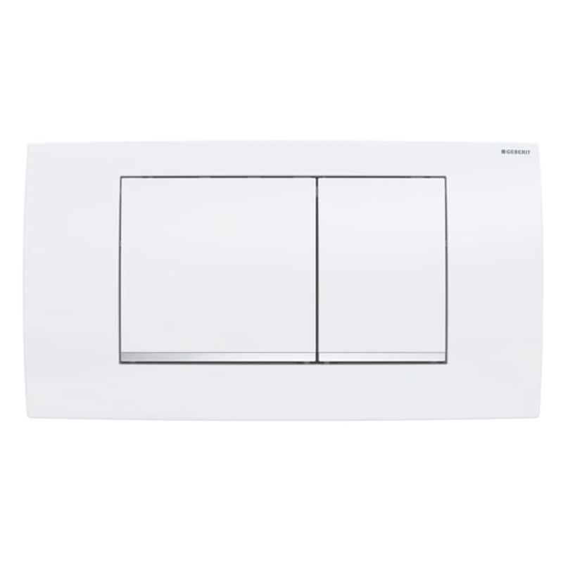 Geberit Betätigungsplatte Twinline30 für 2-Mengen -Spülung, weiss / glanzchrom, 32 x 340 x 185 mm, Farbe weiß Bild 1