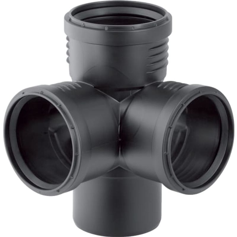 Geberit Eckabzweig x 90 x 90 87,5 Grad, DN 90, Farbe schwarz Bild 1
