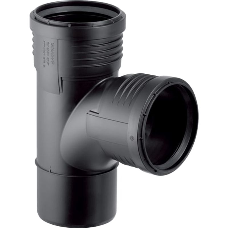 Geberit Bogenabzweig x 100 87,5 Grad, DN 100, Farbe schwarz Bild 1