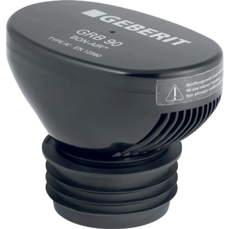 Geberit Belüftungsvent. BON-AIR GRB90, mit Manschette, für d75 / 110 PP, d75 PE, 141 mm, Farbe schwarz Bild 1