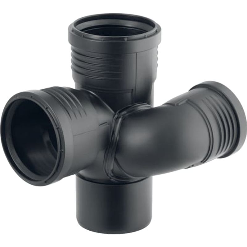 Geberit Schachtbogenabzweig links x 70 x 100 87,5 Grad, DN 100, Farbe schwarz Bild 1