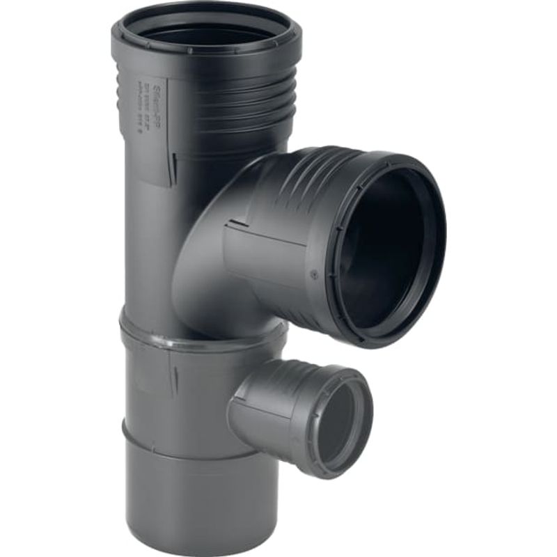 Geberit Kombibogenabzweig x 90 x 50 87,5 Grad, DN 90, Farbe schwarz Bild 1