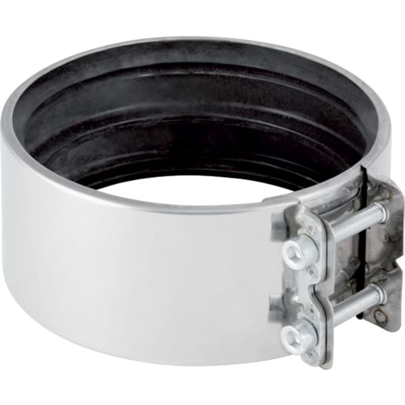 Geberit Überg.-spannverb.auf Faserzement DN 100(108 - 110 mm)xDN 100(114 - 116 mm), 69 mm, Farbe silber Bild 1