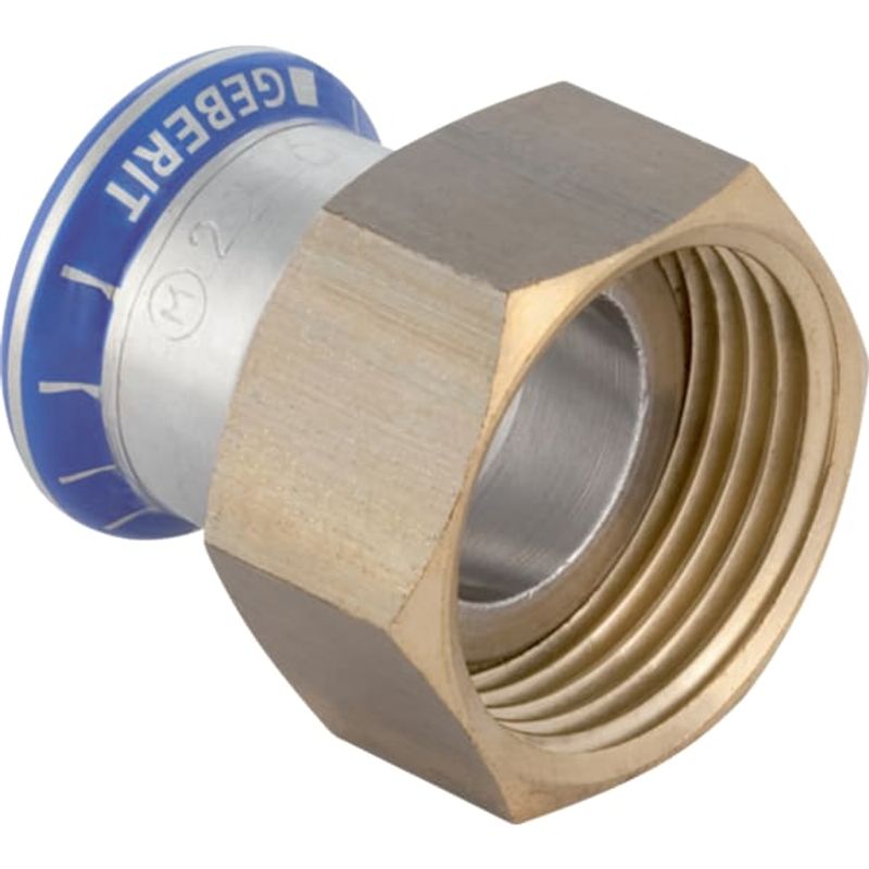 Geberit Mapress Edelstahl Übergang, mit Überwurfmutter (LABS-frei) d28-G1 1/2, Farbe silberfarben Bild 1