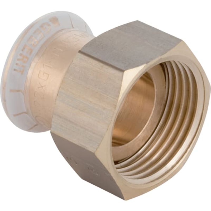 Geberit Mapress Kupfer Pressfitting-Übergang, mit Überwurfmutter 22 mm x 1 1/2", Rtg, 44 mm, Farbe kupfer Bild 1