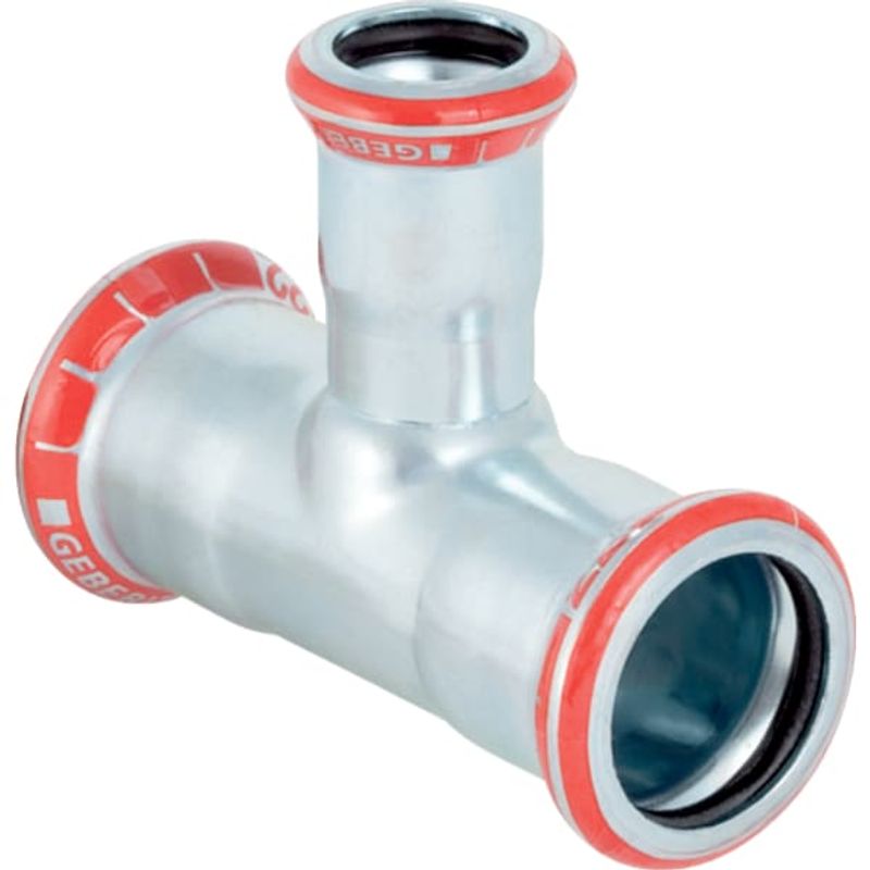 Geberit Mapress C-Stahl T-Stück reduziert d12-15-12, Farbe grau Bild 1