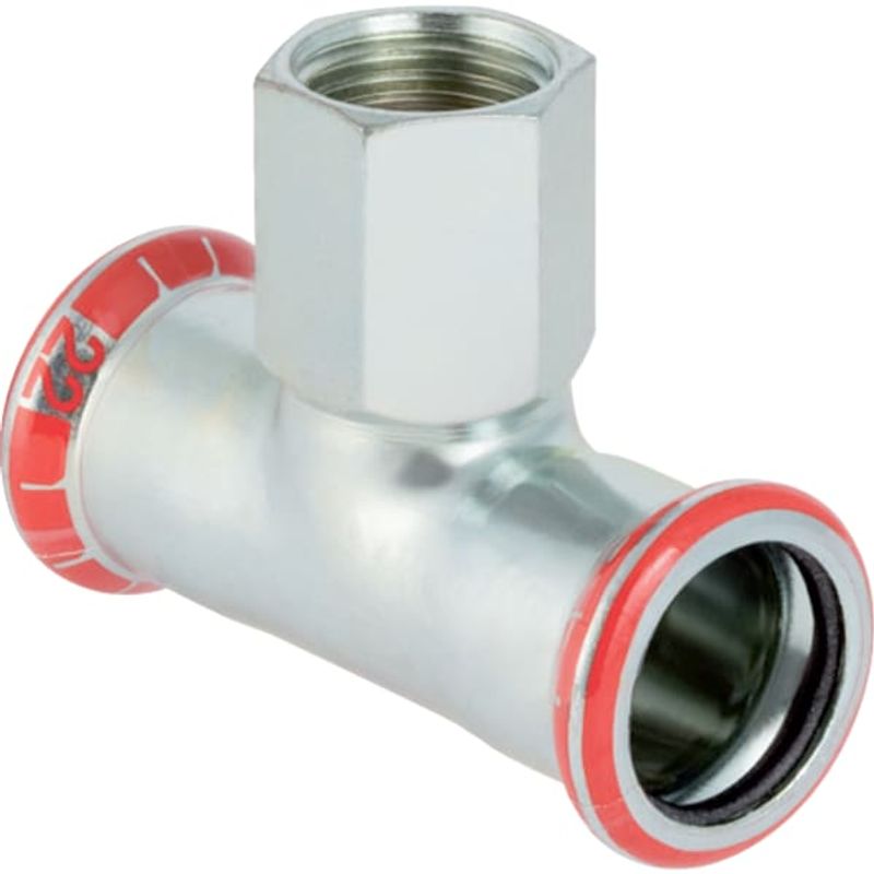Geberit Mapress C-Stahl T-Stück, mit IG d28-Rp1-28, Farbe grau Bild 1