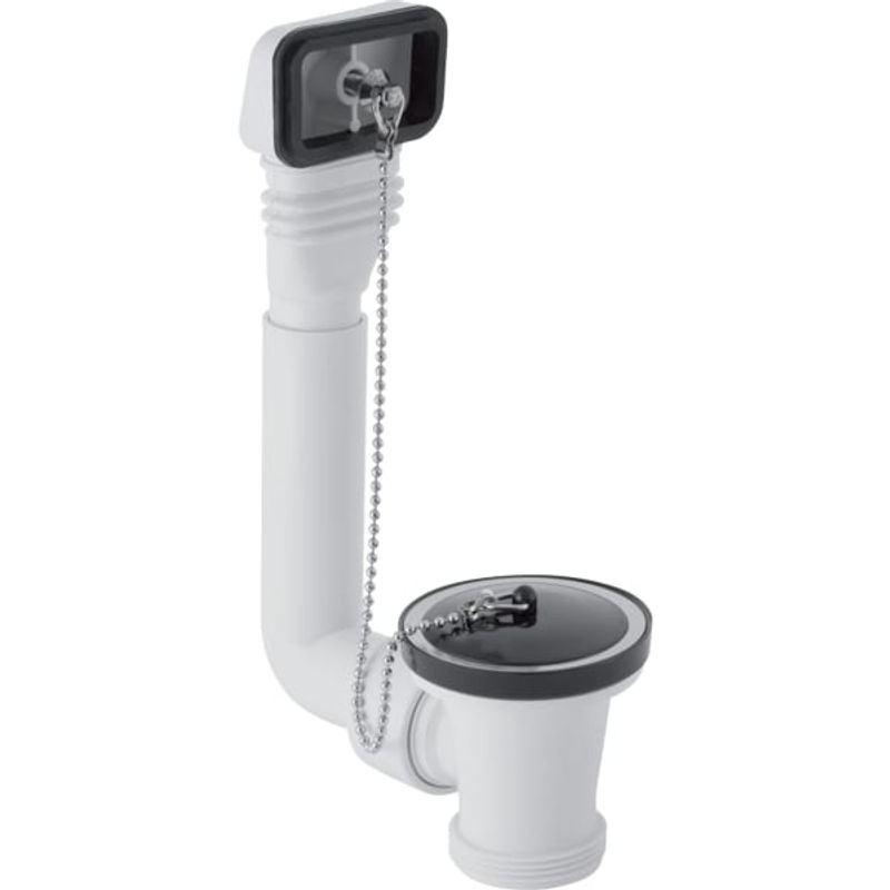 Geberit Spülbeckenanschluss, mit Überlauf und Ventilstopfen 1 1/2", 38 mm, Farbe weiß Bild 1